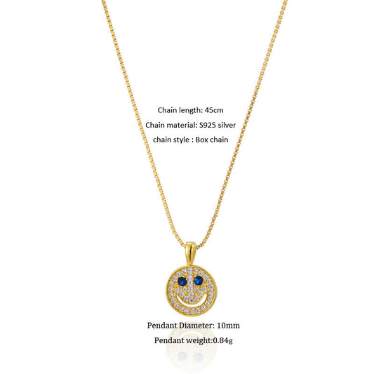 S925 Silver Smiley Face Necklace