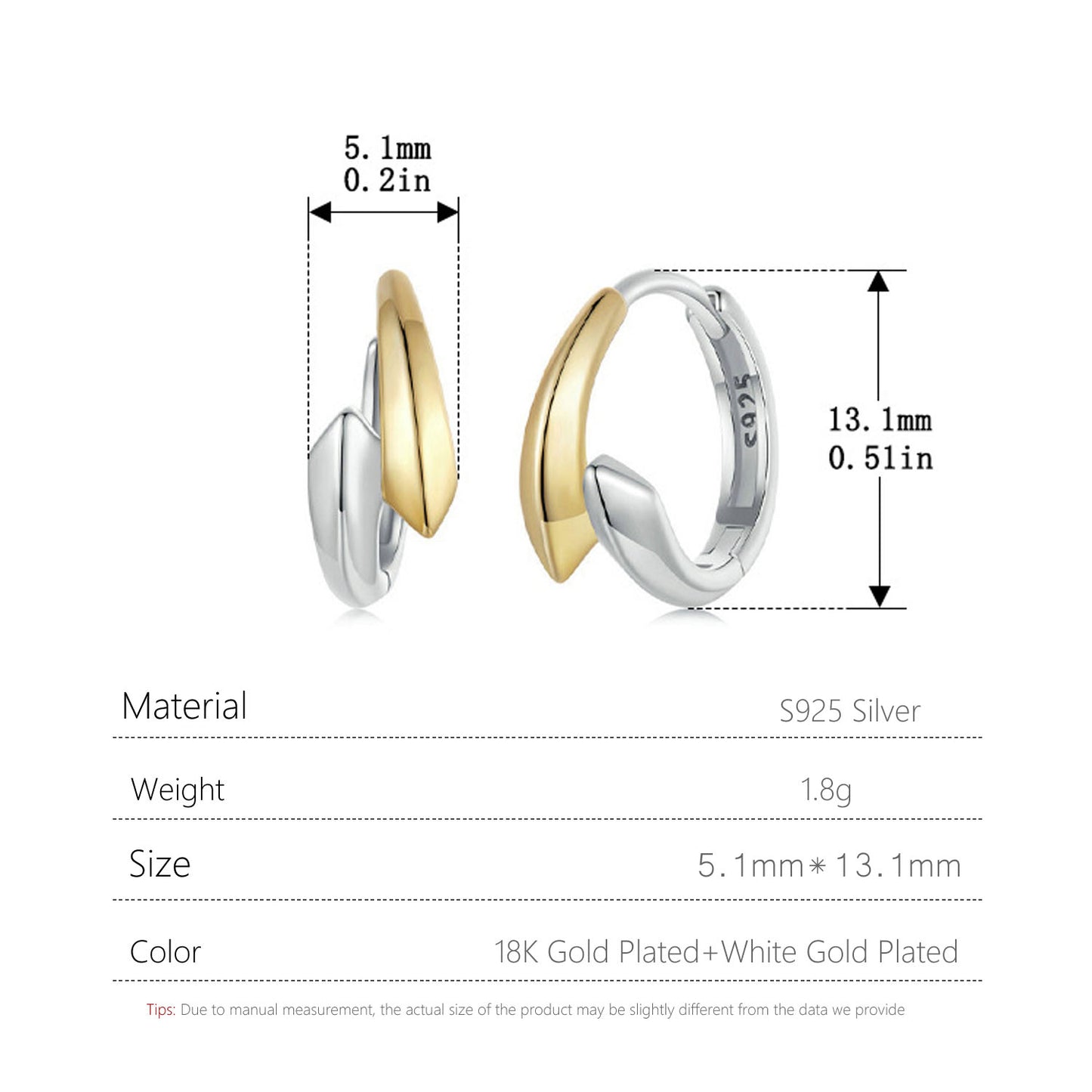 S925 Silver Gold-silver Earrings