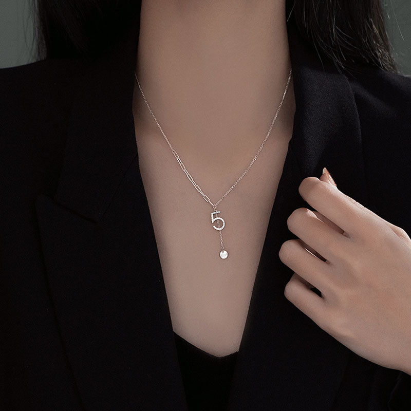 S925 Silver Number 5 Necklace