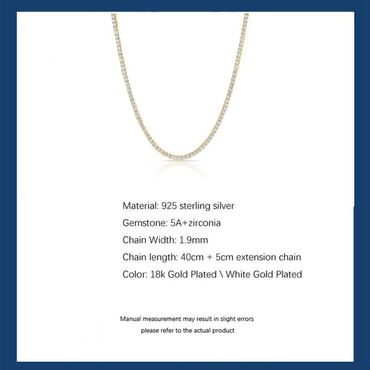 S925 Silver Tennis Necklace