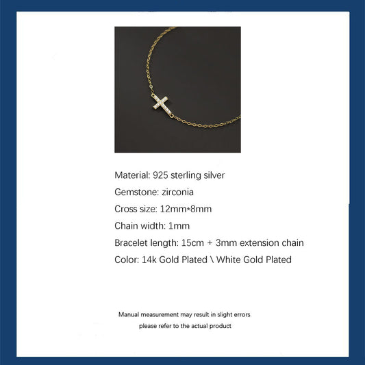 S925 Silver Zirconia Cross Bracelet