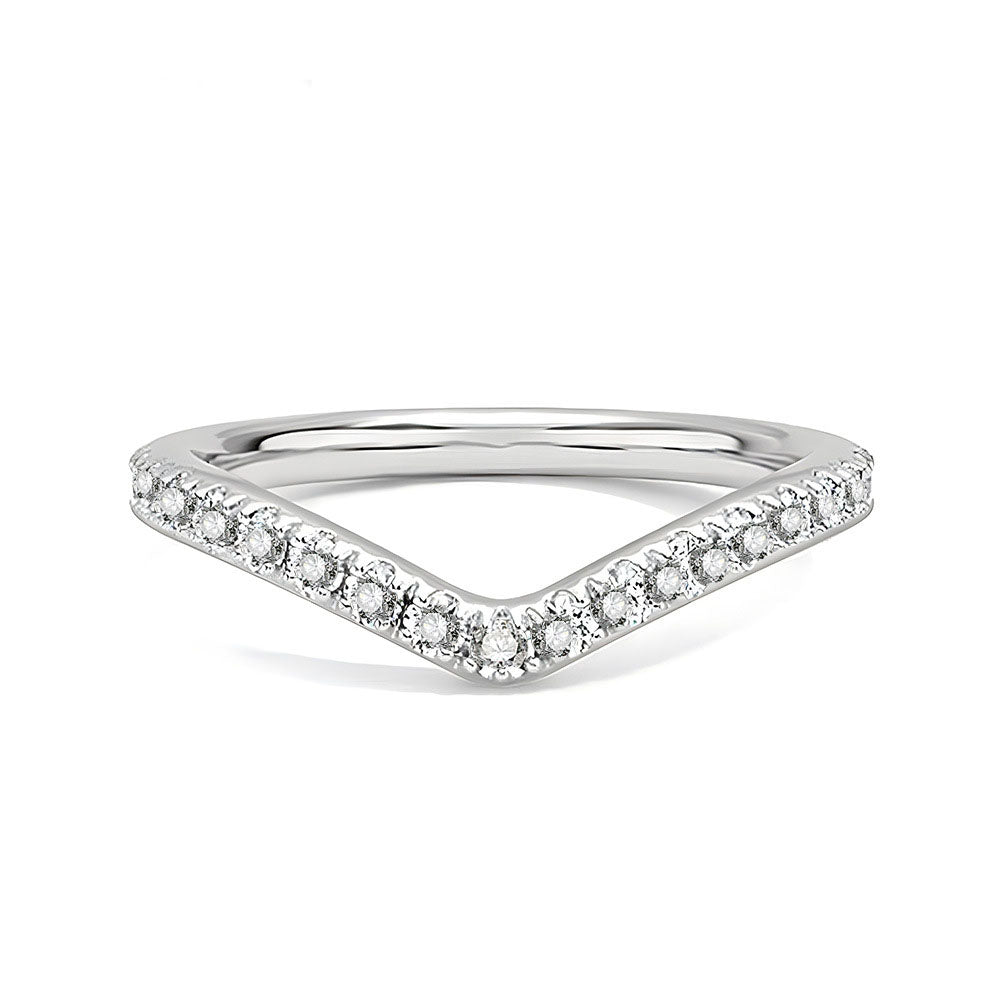 S925 Silver Moissanite V-Shaped Ring