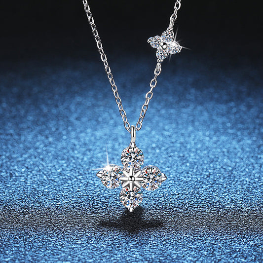 S925 Silver Moissanite Flower Necklace