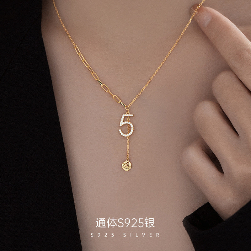 S925 Silver Number 5 Necklace