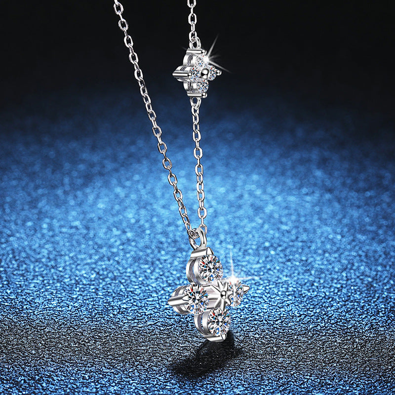 S925 Silver Moissanite Flower Necklace
