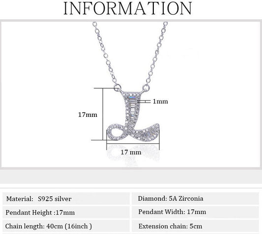 S925 Silver Zirconia Letter Necklace