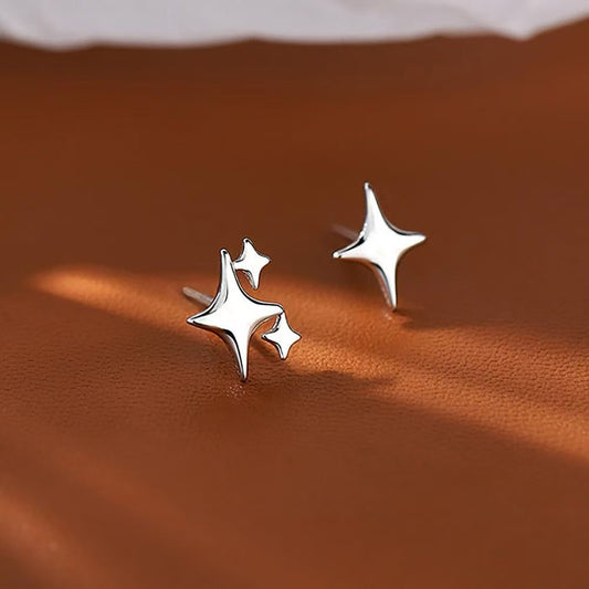 S925 Silver Star Earrings Asymmetrical