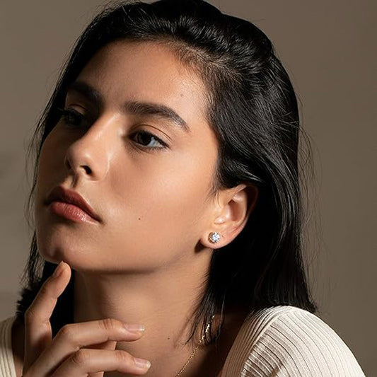 S925 Silver Four-Claw 6mm Zirconia Earrings