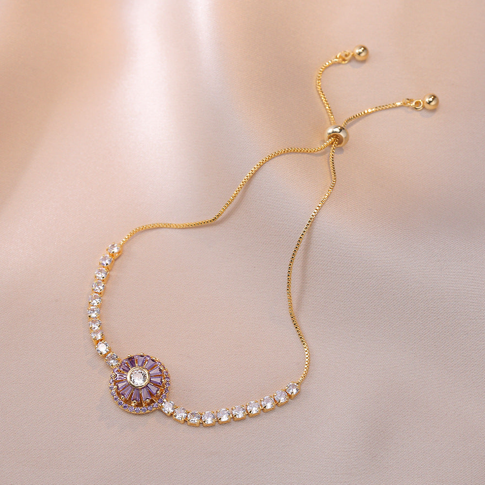 Ensemble de bijoux en zircone à fleurs tournantes