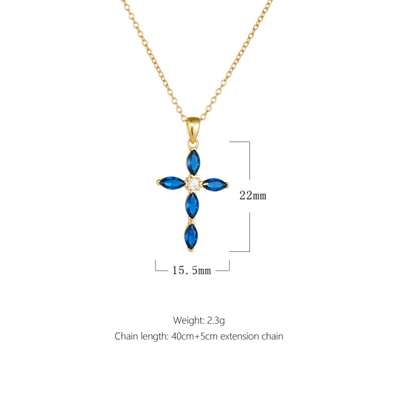 S925 Silver Blue Cross Necklace