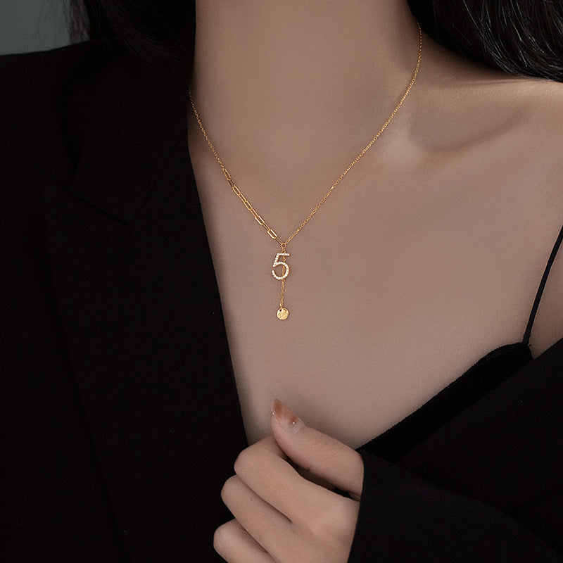 S925 Silver Number 5 Necklace
