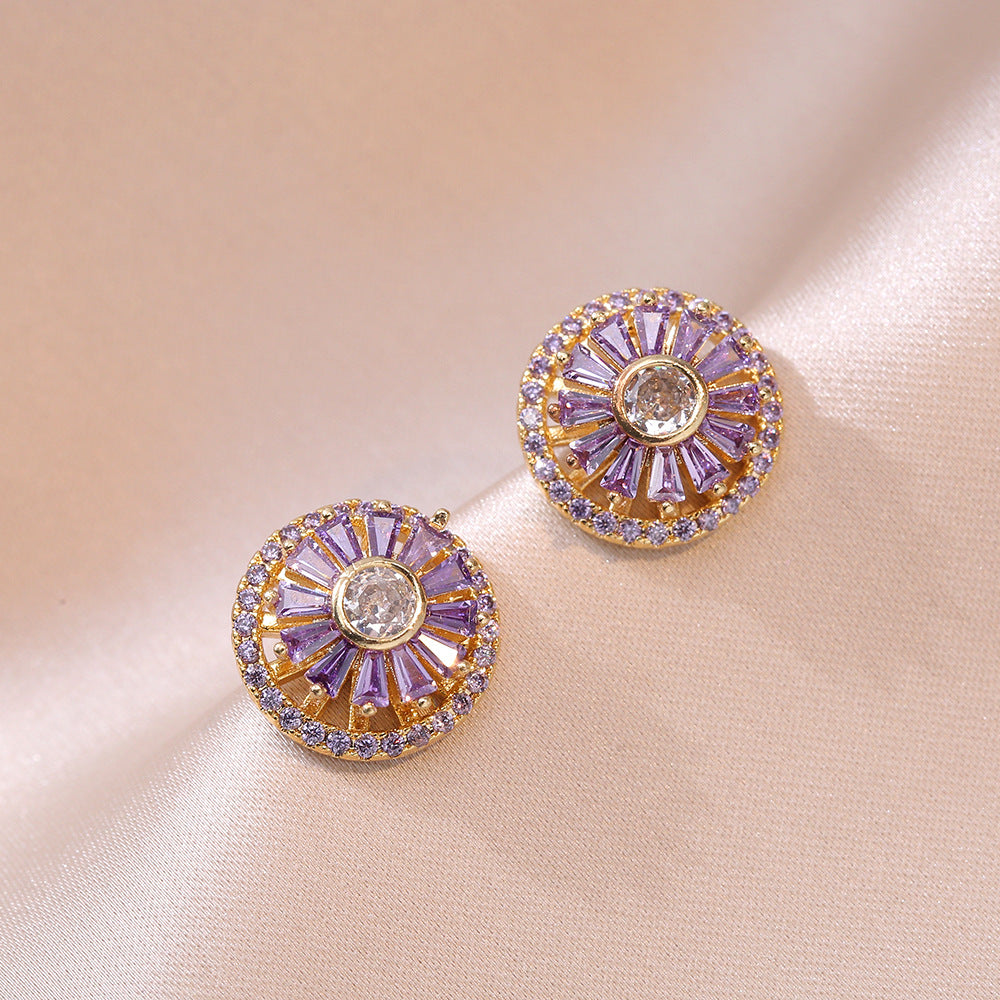Ensemble de bijoux en zircone à fleurs tournantes