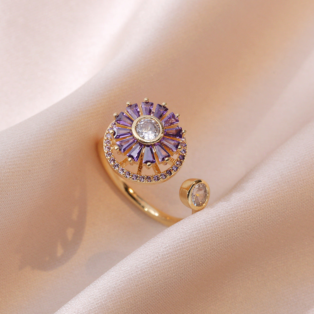 Ensemble de bijoux en zircone à fleurs tournantes