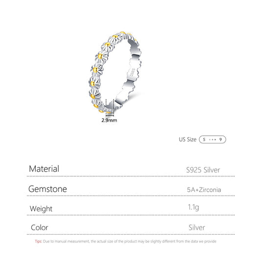 S925 Silver Daisy Ring