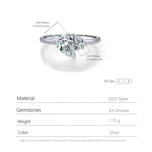 S925 Silver Teardrop Ring