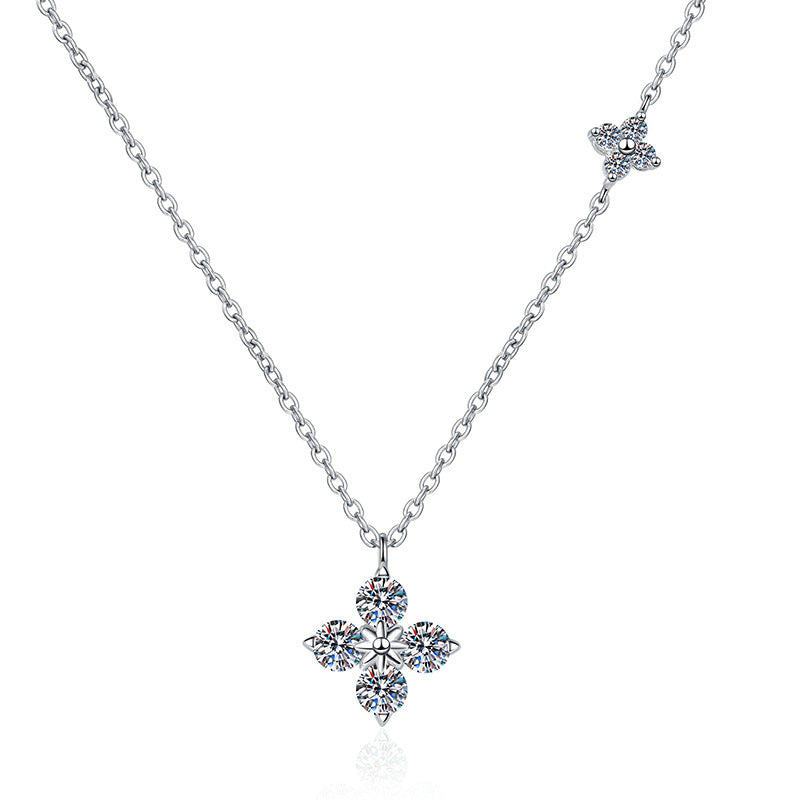 S925 Silver Moissanite Flower Necklace