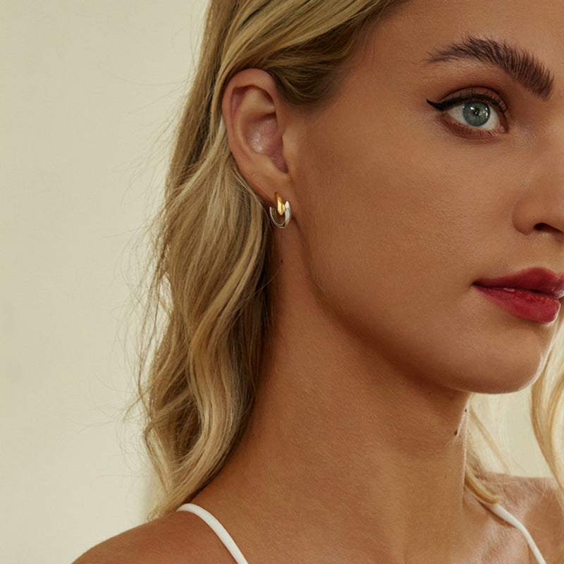 S925 Silver Gold-silver Earrings