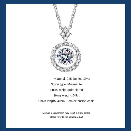 S925 Silver Circle Moissanite Necklace