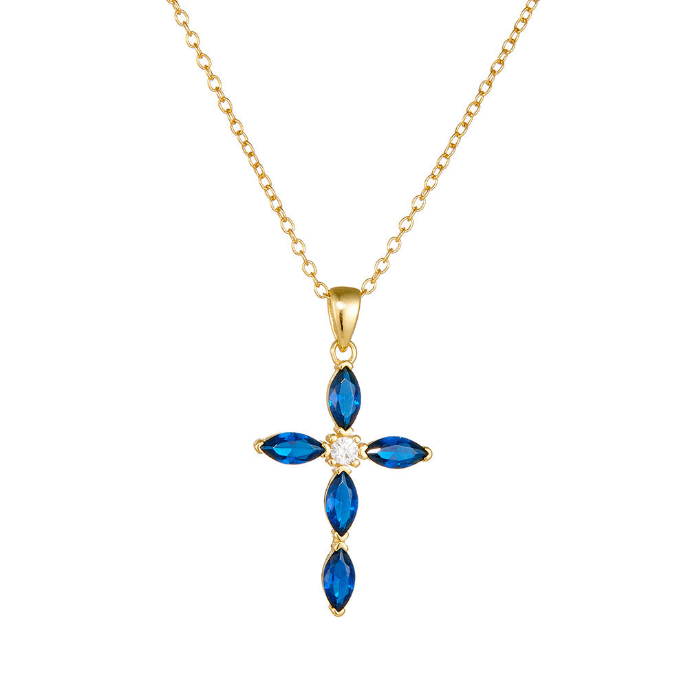 S925 Silver Blue Cross Necklace