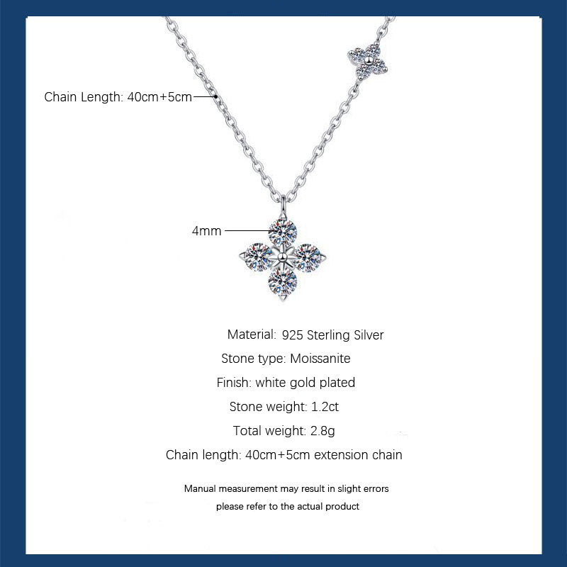 S925 Silver Moissanite Flower Necklace