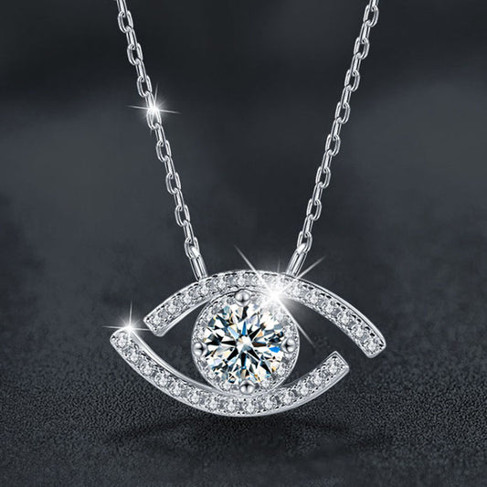 S925 Silver Moissanite Zirconia Devil Eye Necklace