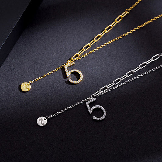 S925 Silver Number 5 Necklace