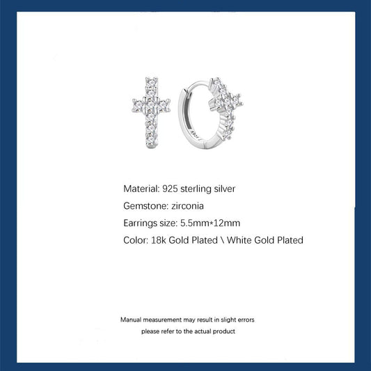 S925 Sterling Silver Cross Earrings