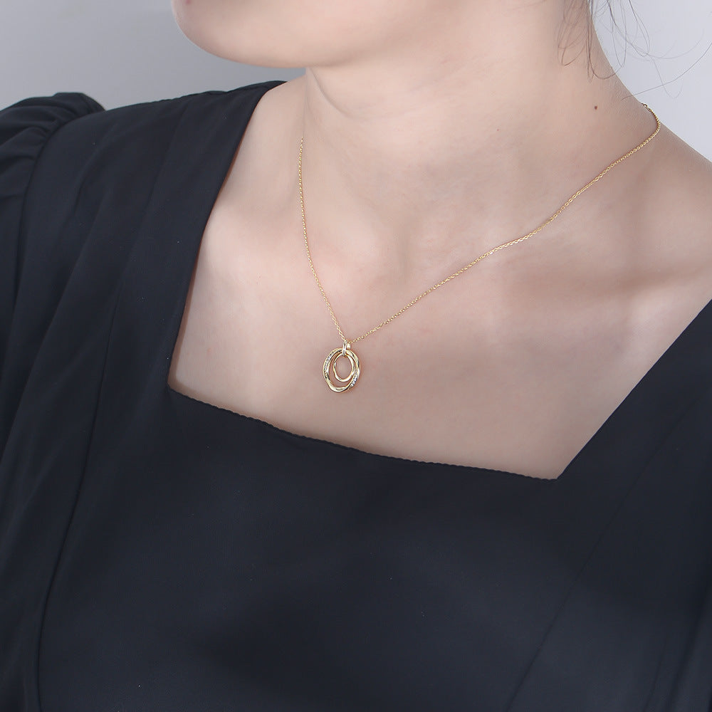 S925 Silver Double-circle Necklace