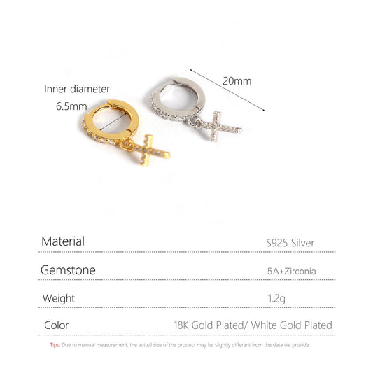 S925 Silver Cross Earrings