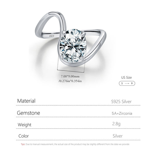 S925 Silver Sleek Curved Ring