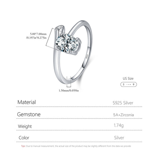 S925 Silver Oval-shaped Ring