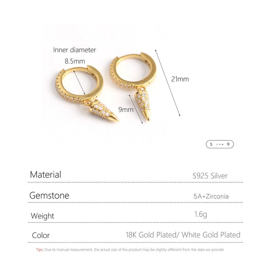 S925 Silver Conical Earrings