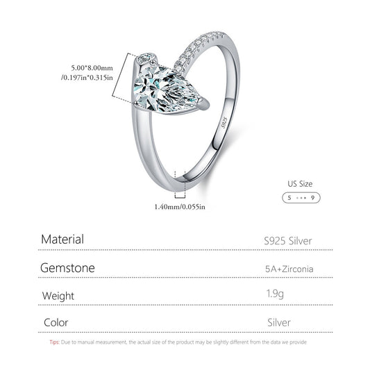 S925 Silver Teardrop Ring