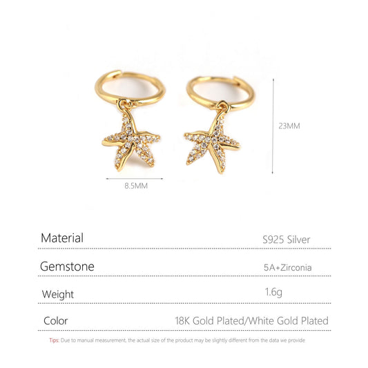 S925 Silver Starfish Earrings