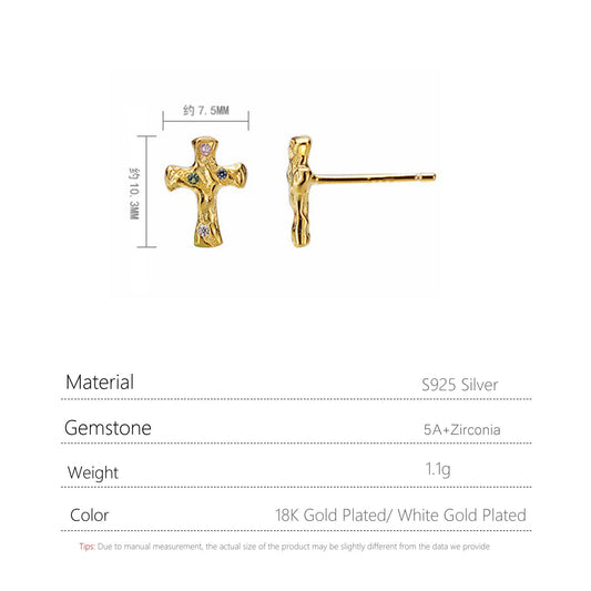 S925 Silver Cross Earrings