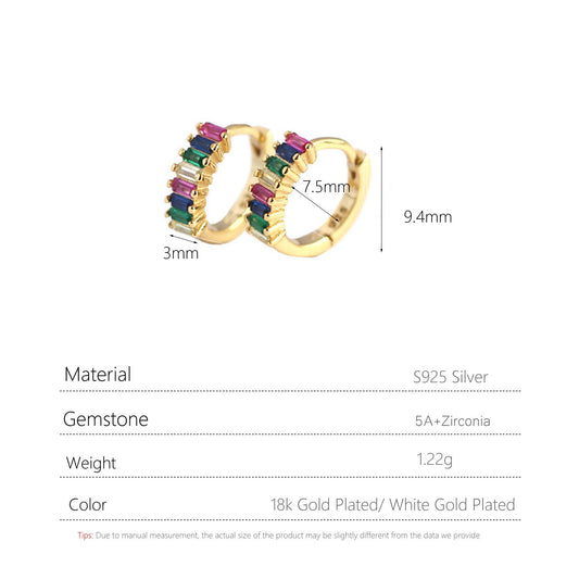 S925 Silver Colorful Zirconias Earrings