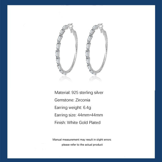 S925 Sliver Large - hoop Earrings