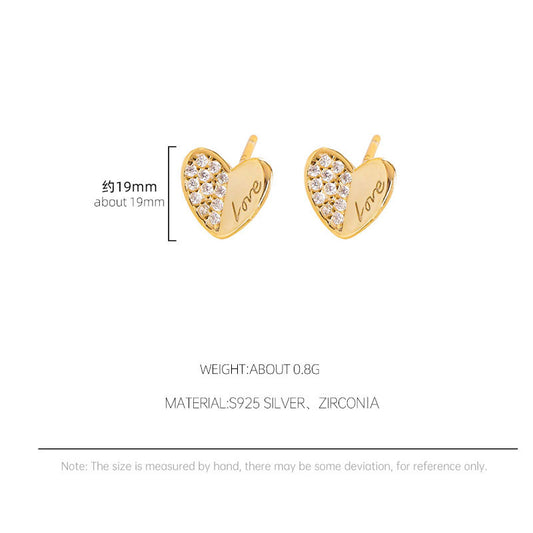 S925 Silver Heart-shaped Stud Earrings