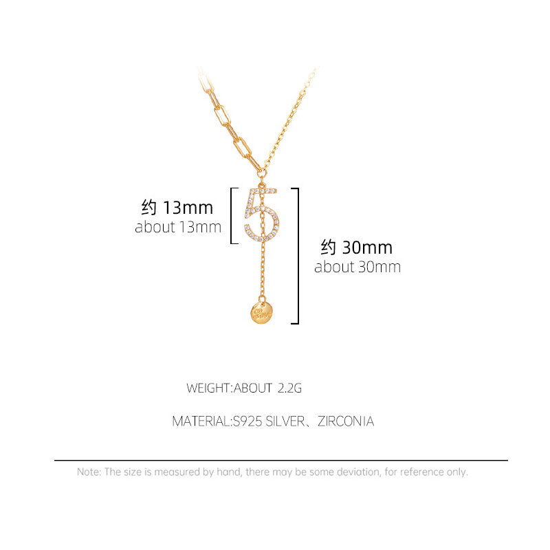 S925 Silver Number 5 Necklace
