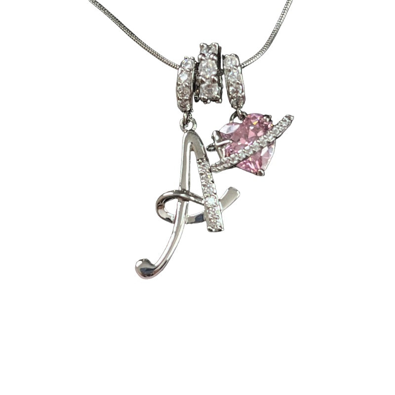 Letter&Heart Zirconia Necklace