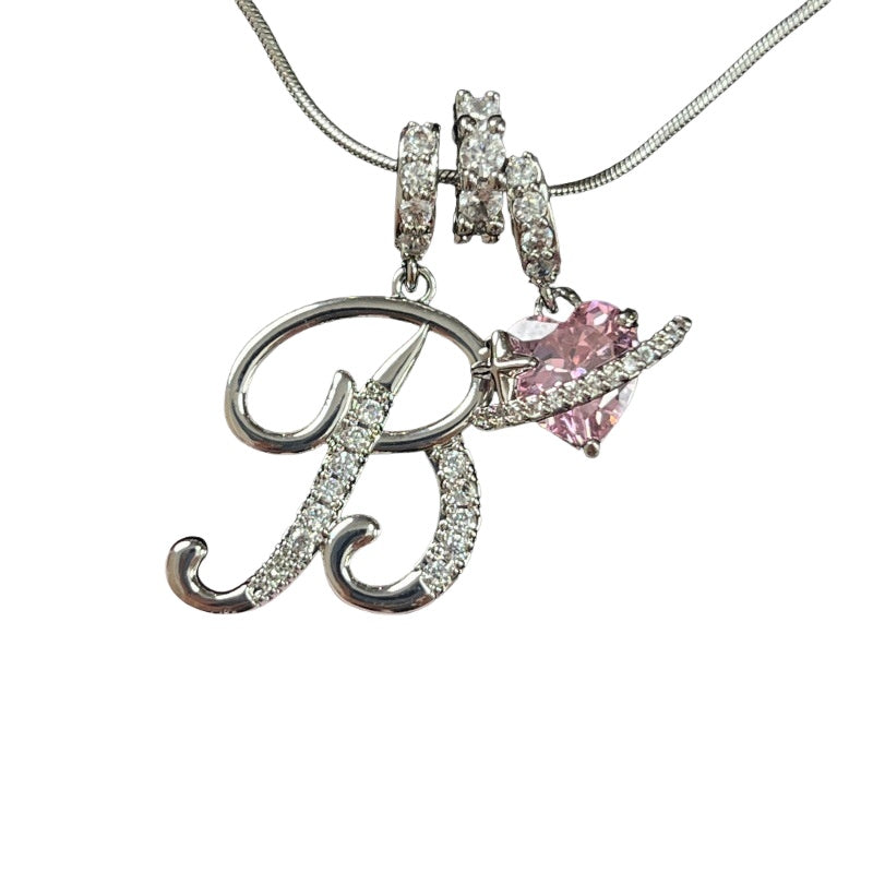 Letter&Heart Zirconia Necklace