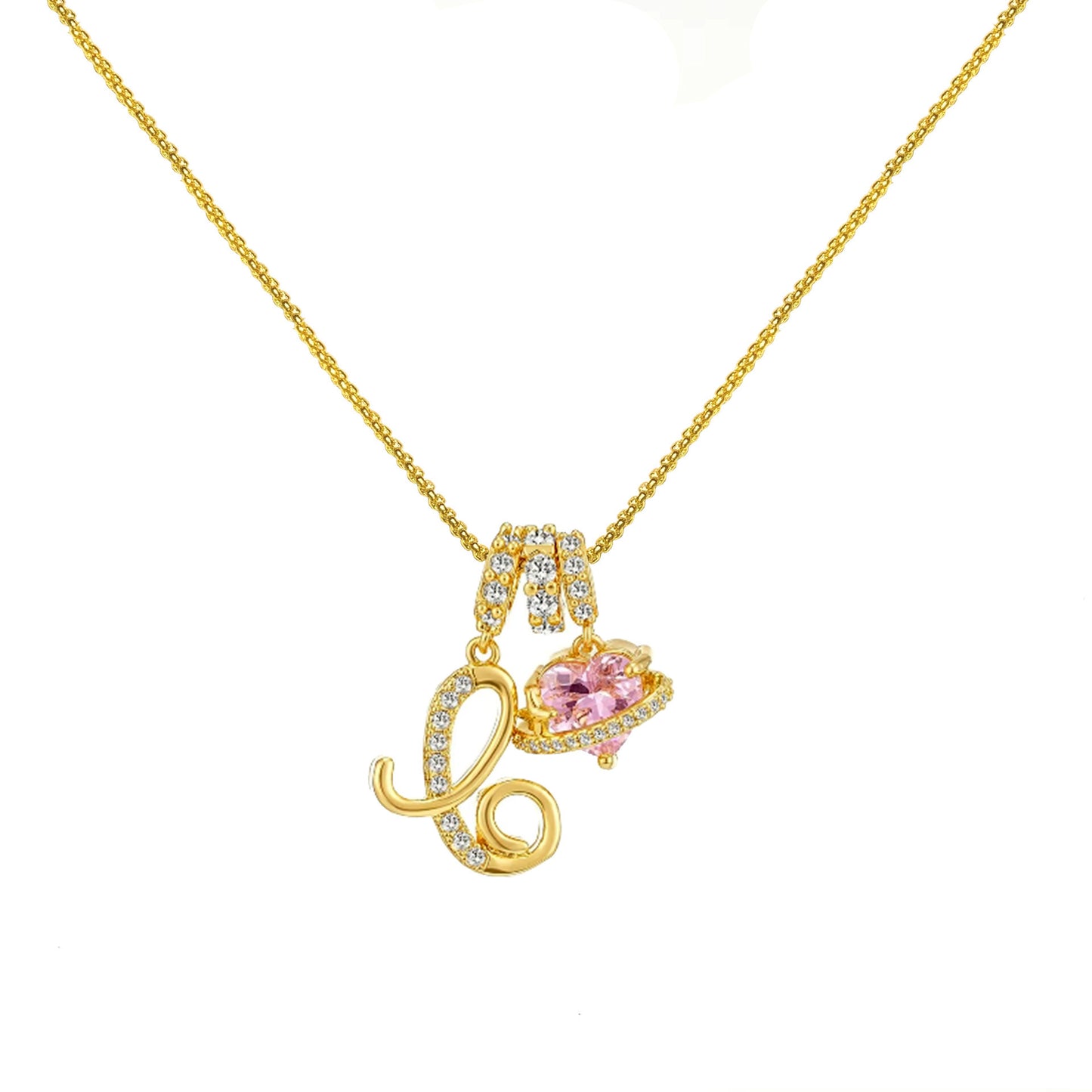 Letter&Heart Zirconia Necklace
