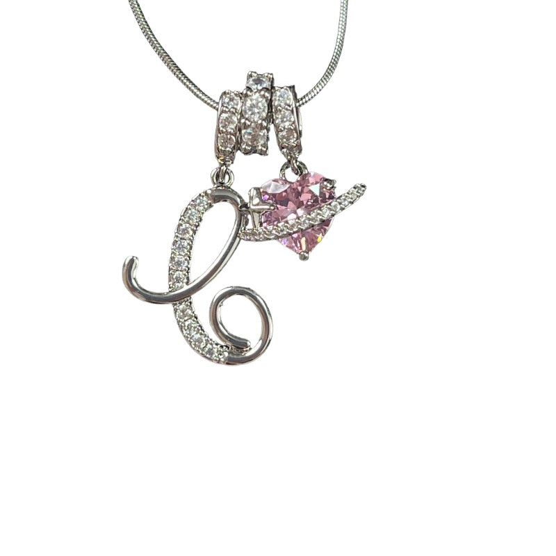 Letter&Heart Zirconia Necklace