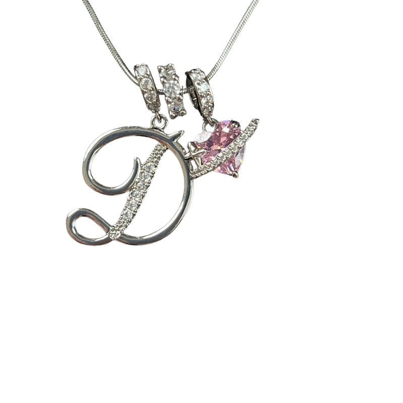 Letter&Heart Zirconia Necklace
