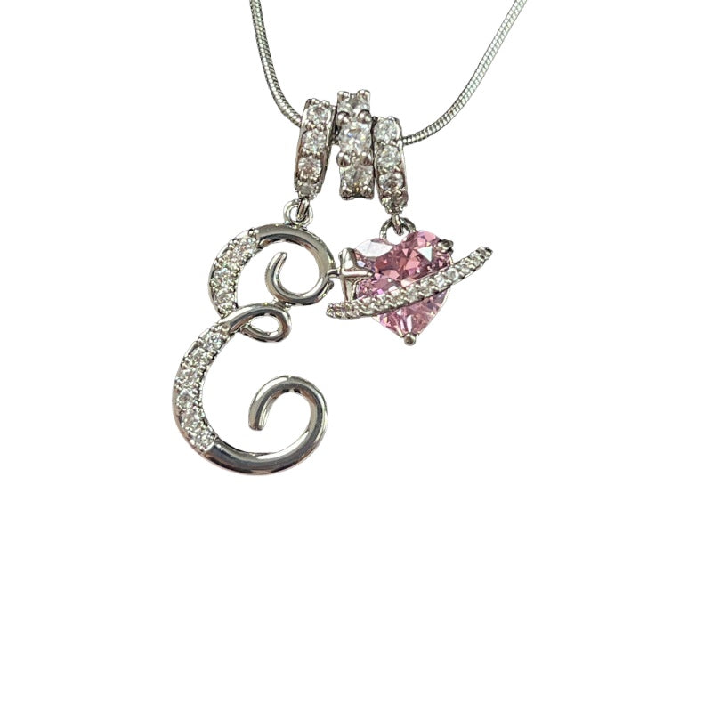 Letter&Heart Zirconia Necklace