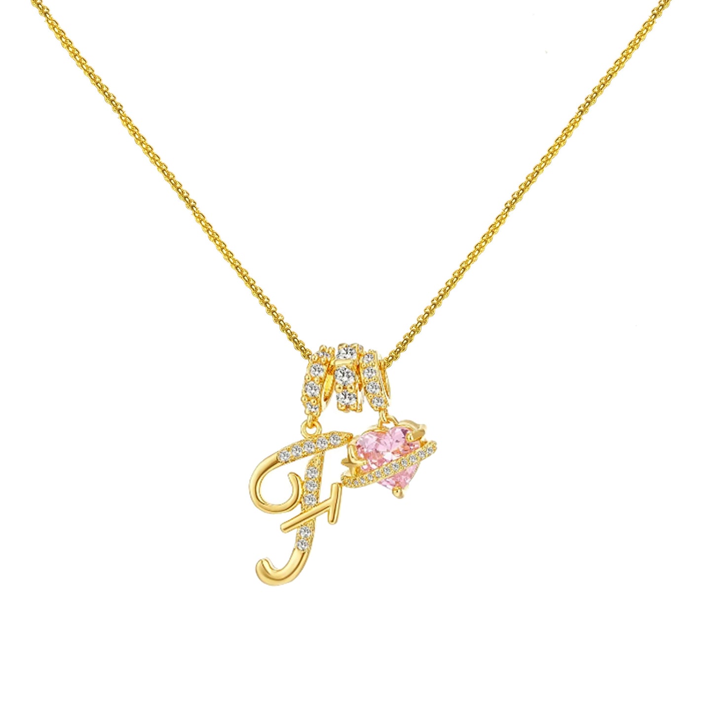 Letter&Heart Zirconia Necklace