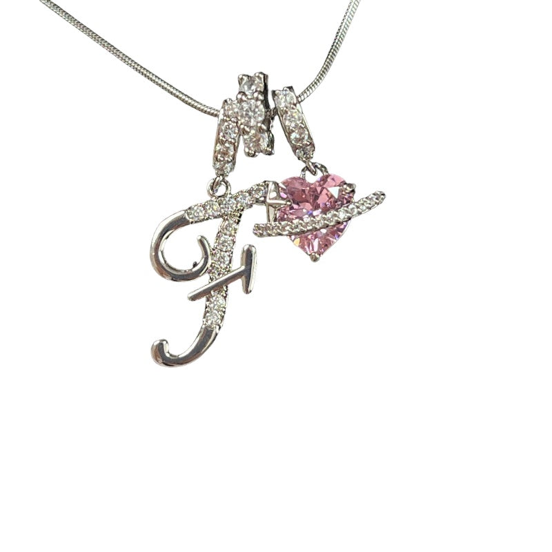 Letter&Heart Zirconia Necklace