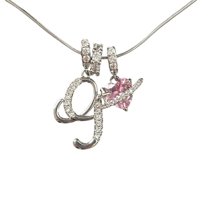 Letter&Heart Zirconia Necklace