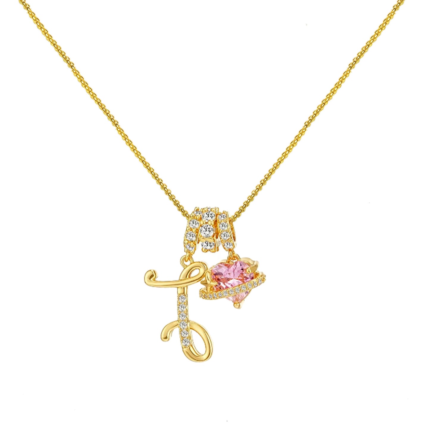 Letter&Heart Zirconia Necklace