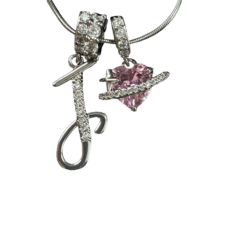 Letter&Heart Zirconia Necklace